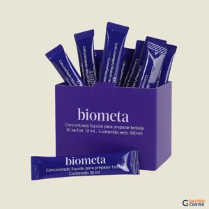 postbiotico biometa bpl1 presentación en caja con sobres individuales sobre fondo neutro